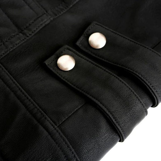 Veste en Cuir PU pour Hommes avec Détails Rouges 3