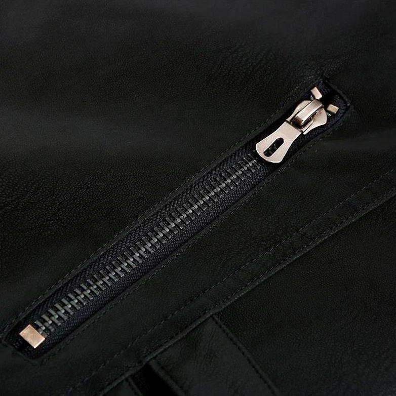 Veste en Cuir PU pour Hommes avec Détails Rouges 5