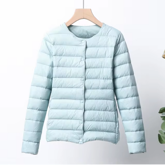 Veste en Duvet Femme - Coupe Ajustée - Matelassée Légère - Sans Col - Longueur Hanche 3