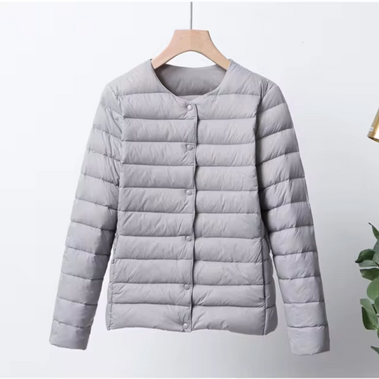 Veste en Duvet Femme - Coupe Ajustée - Matelassée Légère - Sans Col - Longueur Hanche 4