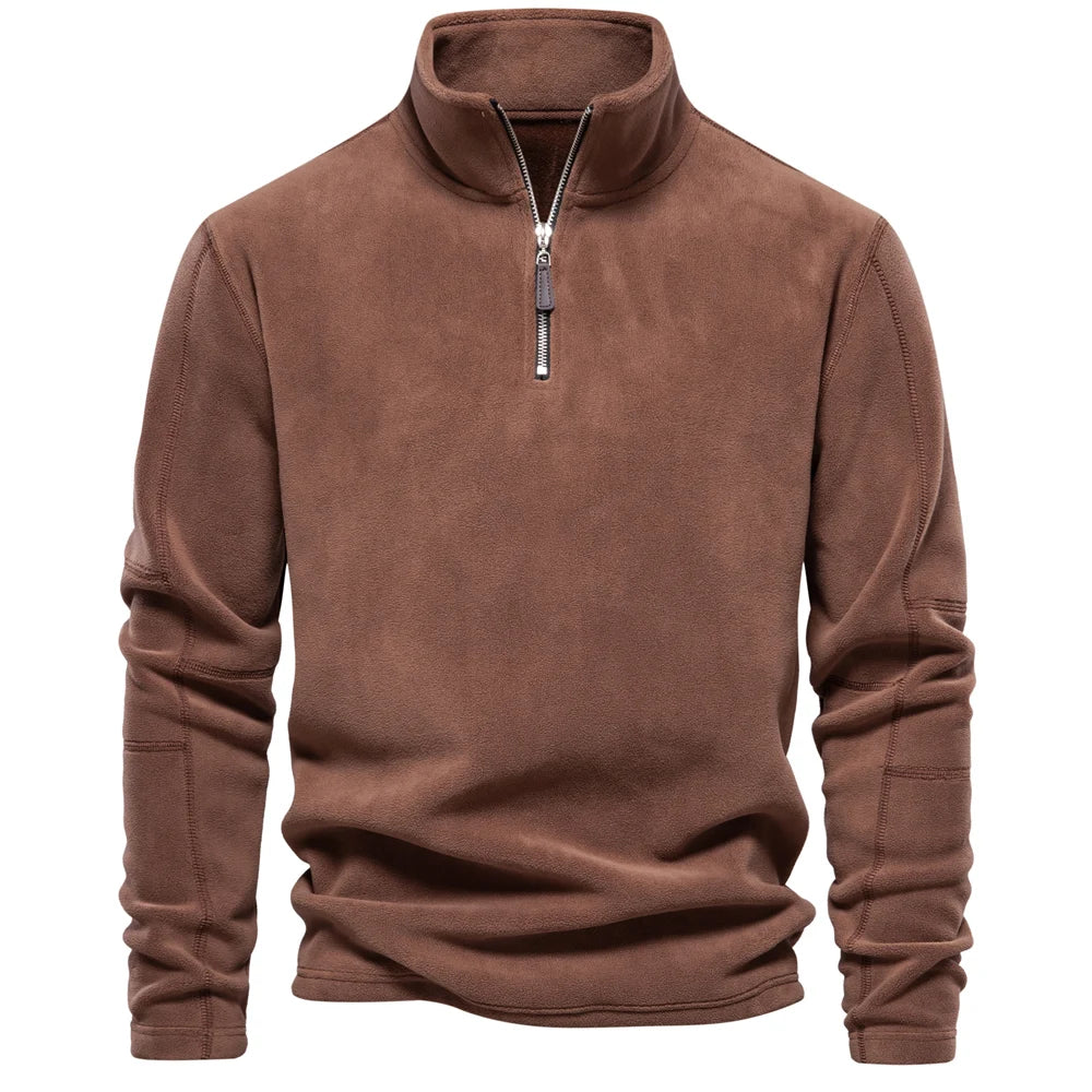 Veste en Fleece pour Hommes Col Zippé Décontractée Douce 6