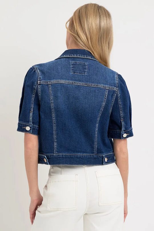 Veste en Jean Femme Manches Courtes Bouffantes Denim Délavé 4