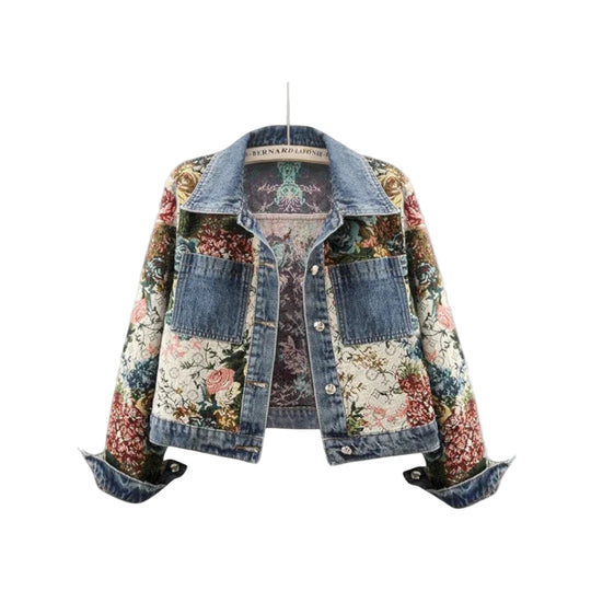 Veste en Jean Femme Style Boho Floral 0