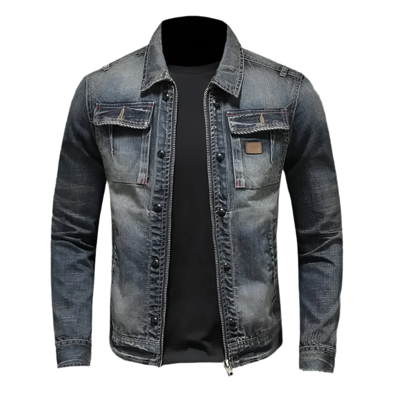 Veste en Jean pour Hommes avec Boutonnage et Poches Avant 2