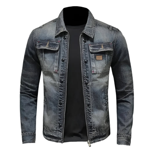 Veste en Jean pour Hommes avec Boutonnage et Poches Avant 2