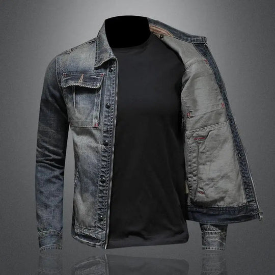 Veste en Jean pour Hommes avec Boutonnage et Poches Avant 3