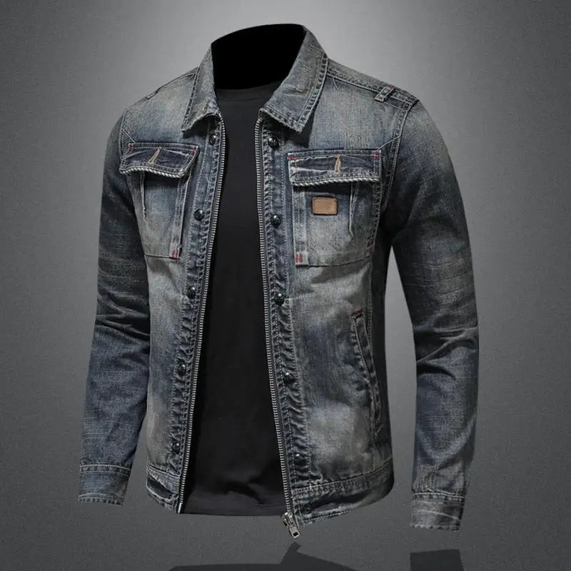 Veste en Jean pour Hommes avec Boutonnage et Poches Avant 4