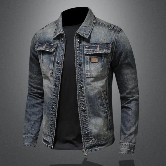 Veste en Jean pour Hommes avec Boutonnage et Poches Avant 4