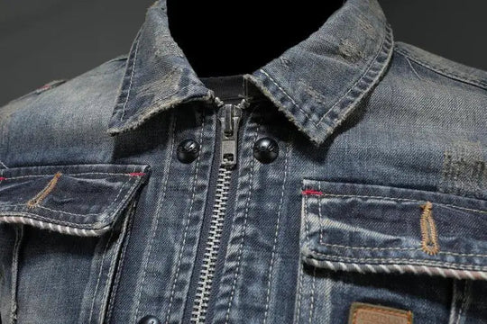 Veste en Jean pour Hommes avec Boutonnage et Poches Avant 6