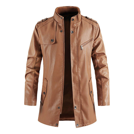 Veste en cuir PU pour hommes avec col montant 1
