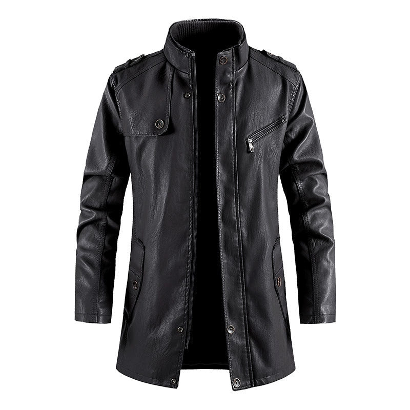 Veste en cuir PU pour hommes avec col montant 2
