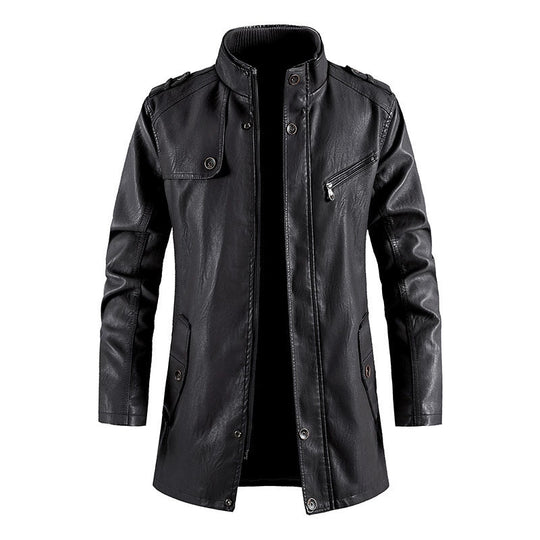 Veste en cuir PU pour hommes avec col montant 2