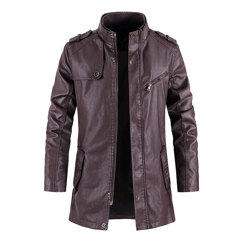 Veste en cuir PU pour hommes avec col montant 3