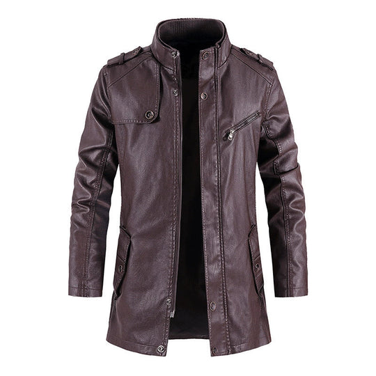 Veste en cuir PU pour hommes avec col montant 3