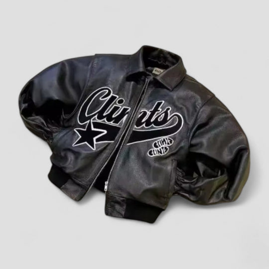 Veste en cuir brodée pour hommes Y2K Style Hip Hop 1