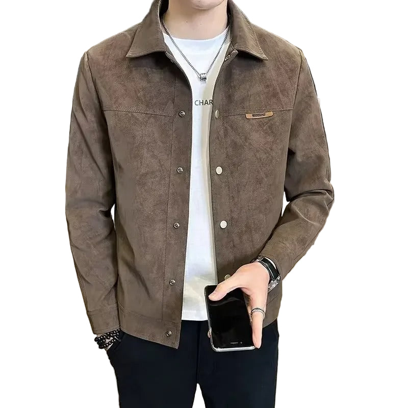 Veste en cuir zippée pour homme moderne 0