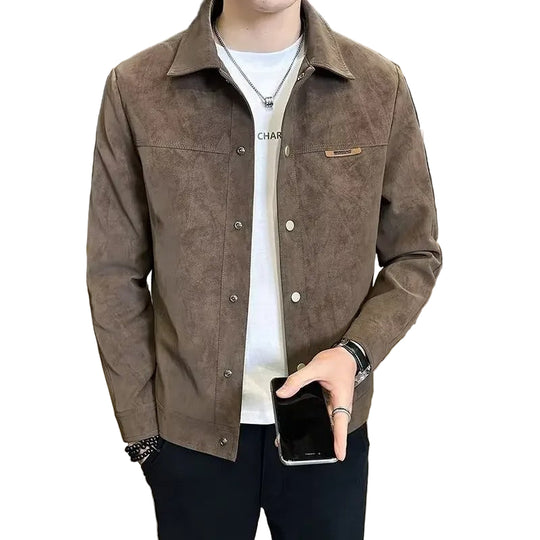 Veste en cuir zippée pour homme moderne 0