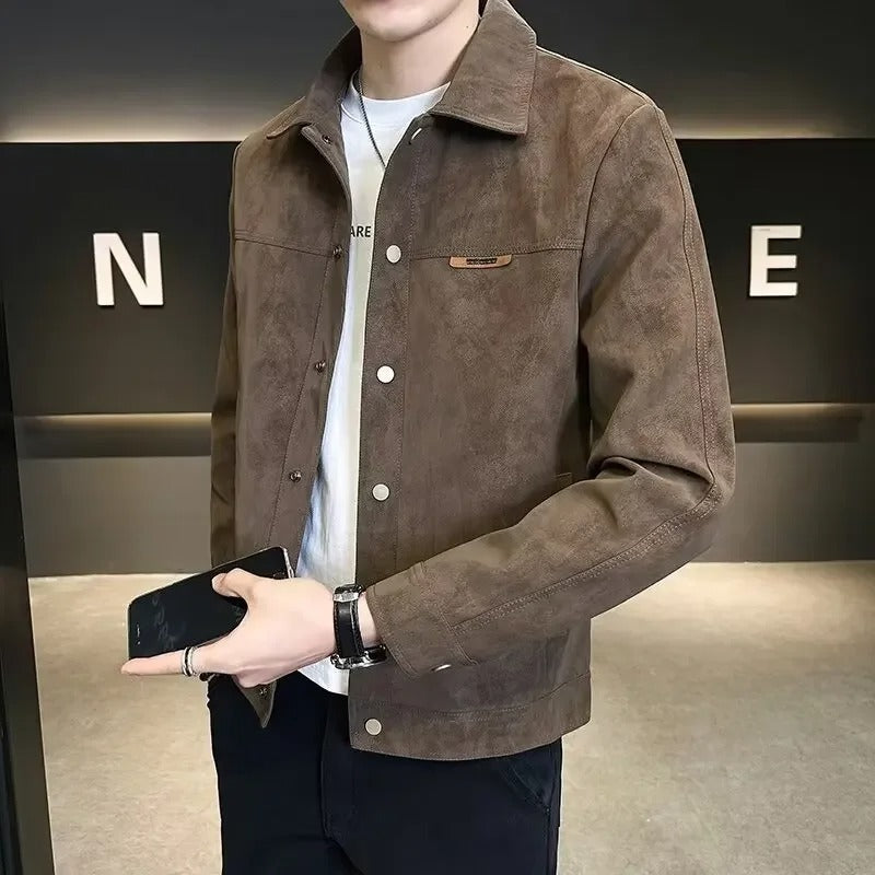 Veste en cuir zippée pour homme moderne 1