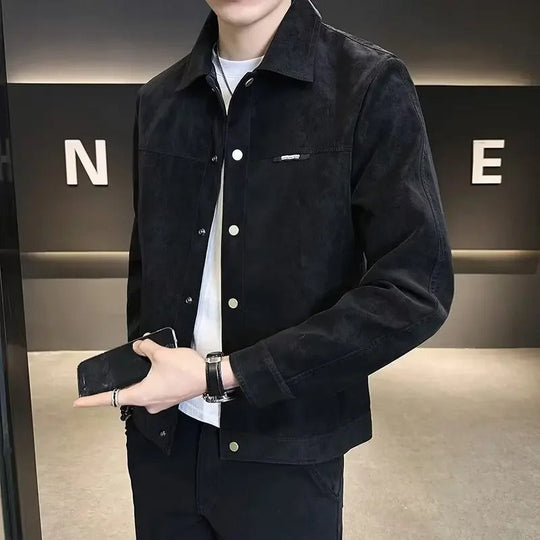 Veste en cuir zippée pour homme moderne 2