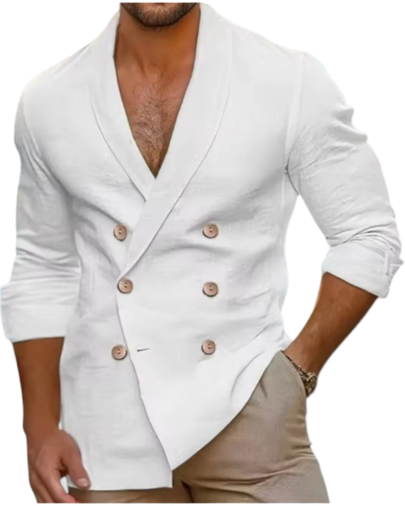 Veste pour hommes à double boutonnage et col en V 0
