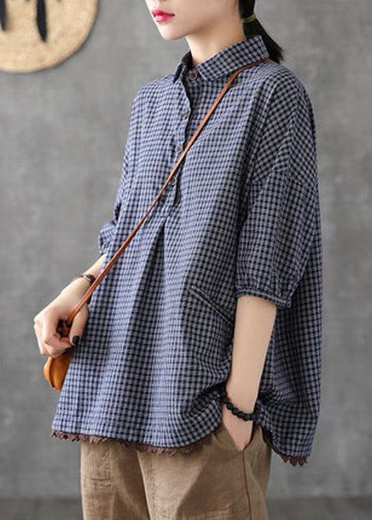 Vêtement Femme Demi-Manches à Carreaux Été Style Ample 2