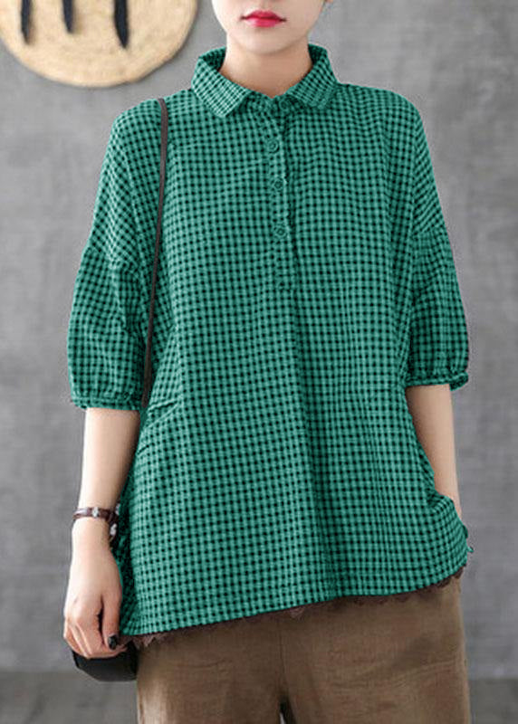 Vêtement Femme Demi-Manches à Carreaux Été Style Ample 7