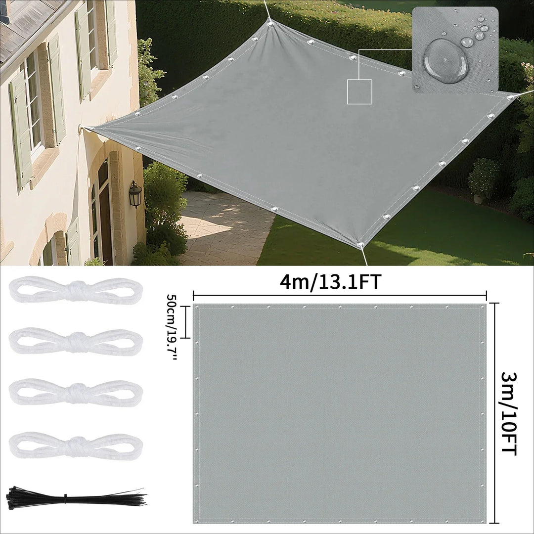 Voile d'ombrage imperméable avec œillets pour extérieur 16