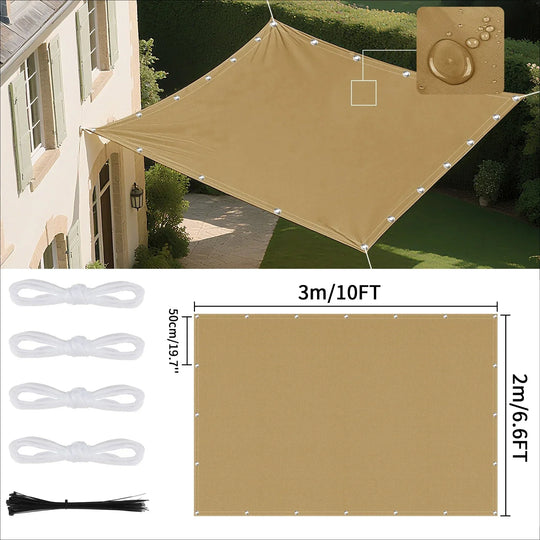 Voile d'ombrage imperméable avec œillets pour extérieur 21