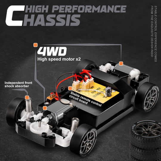 Voiture Télécommandée Drift 1:24 Avec LED Pour Enfants 4WD 8