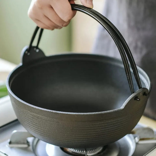 Wok en Fonte avec Couvercle en Bois pour Cuisine 1