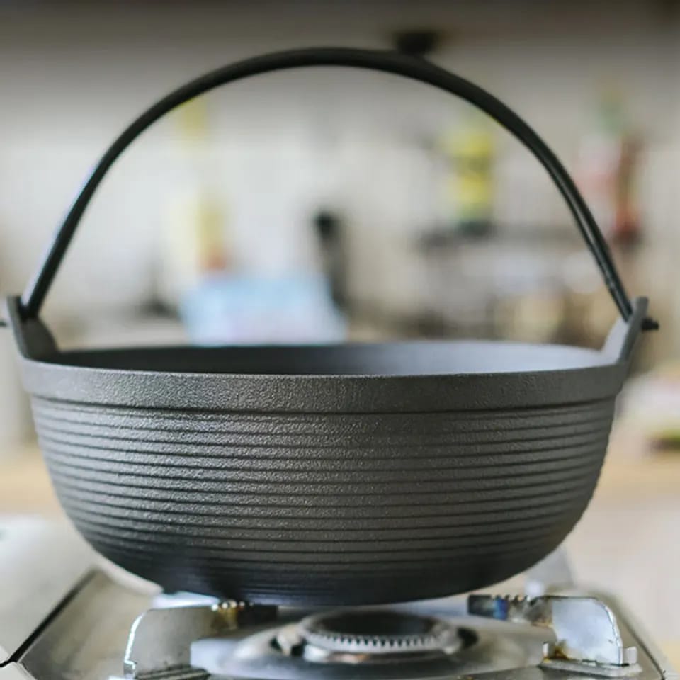 Wok en Fonte avec Couvercle en Bois pour Cuisine 2