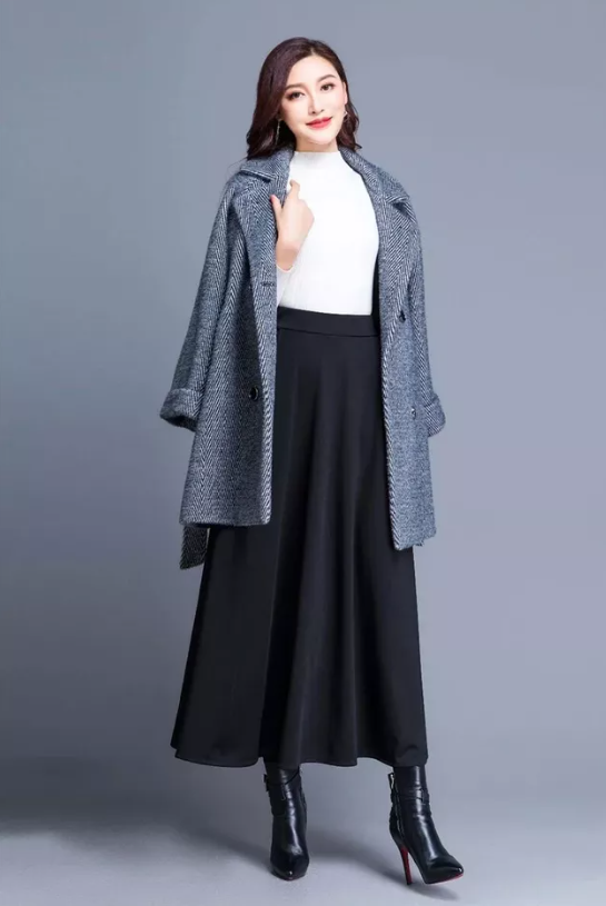 Jupe trapèze plissée large pour femme