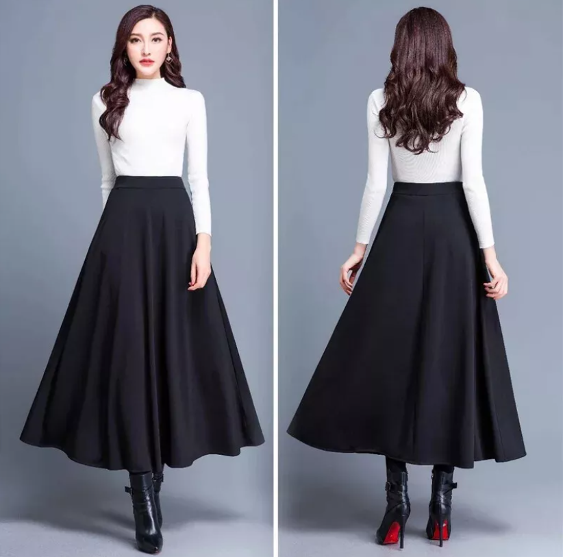 Jupe trapèze plissée large pour femme