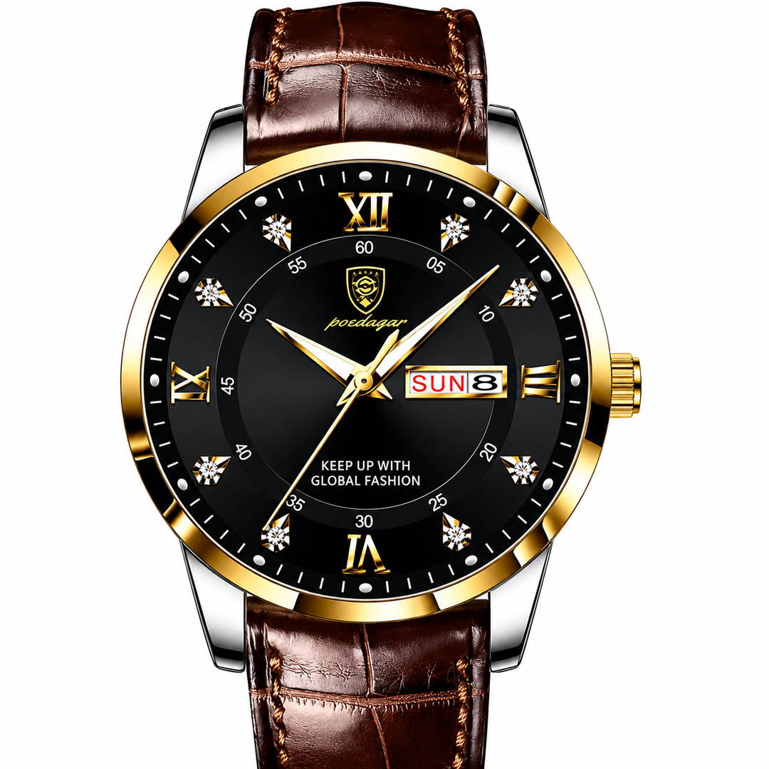 Montre-bracelet pour hommes en acier inoxydable avec affichage lumineux