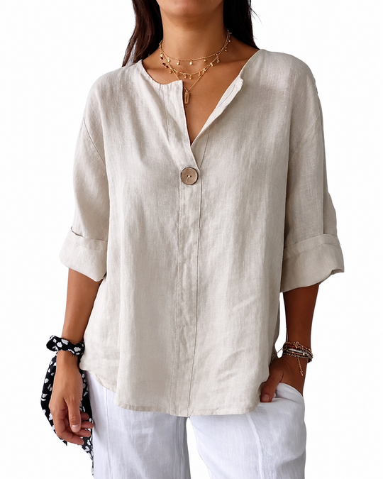 Blouse Femme à Col Noté en de Grande Taille