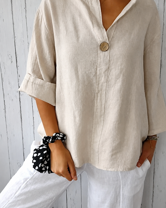 Blouse Femme à Col Noté en de Grande Taille