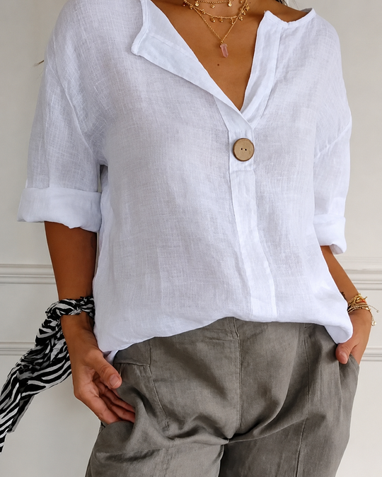 Blouse Femme à Col Noté en de Grande Taille