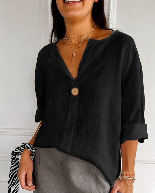 Blouse Femme à Col Noté en de Grande Taille