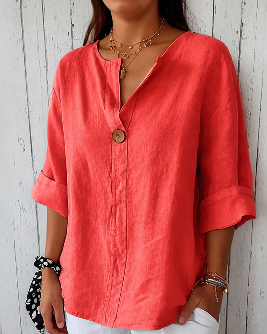 Blouse Femme à Col Noté en de Grande Taille