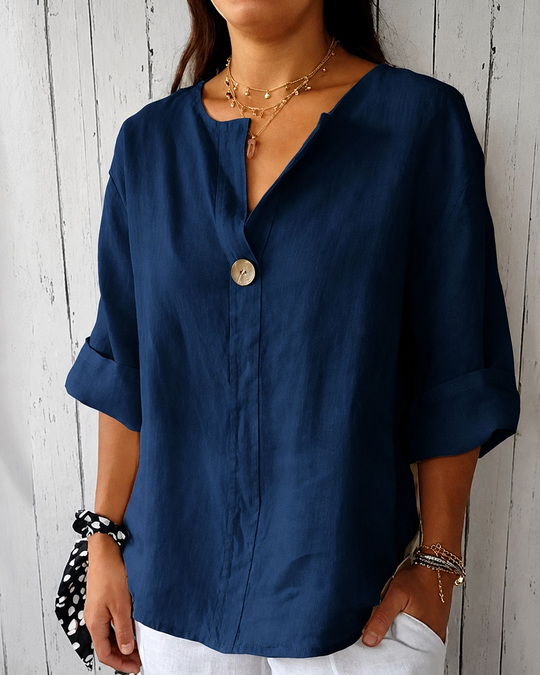 Blouse Femme à Col Noté en de Grande Taille