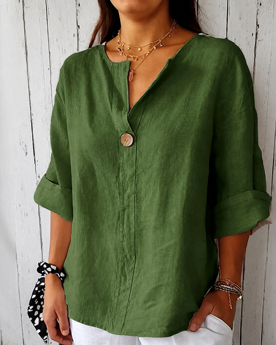 Blouse Femme à Col Noté en de Grande Taille