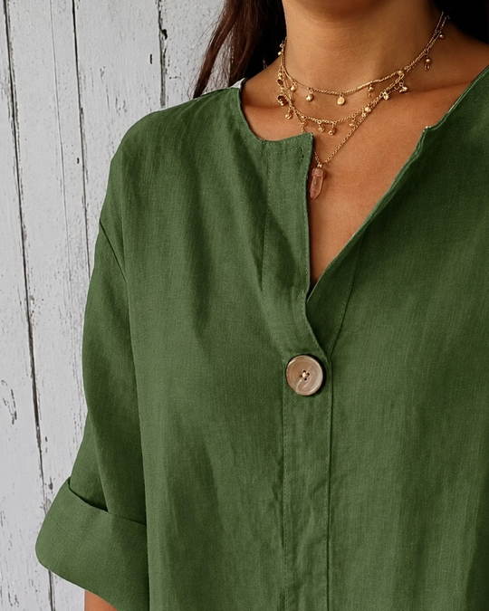 Blouse Femme à Col Noté en de Grande Taille
