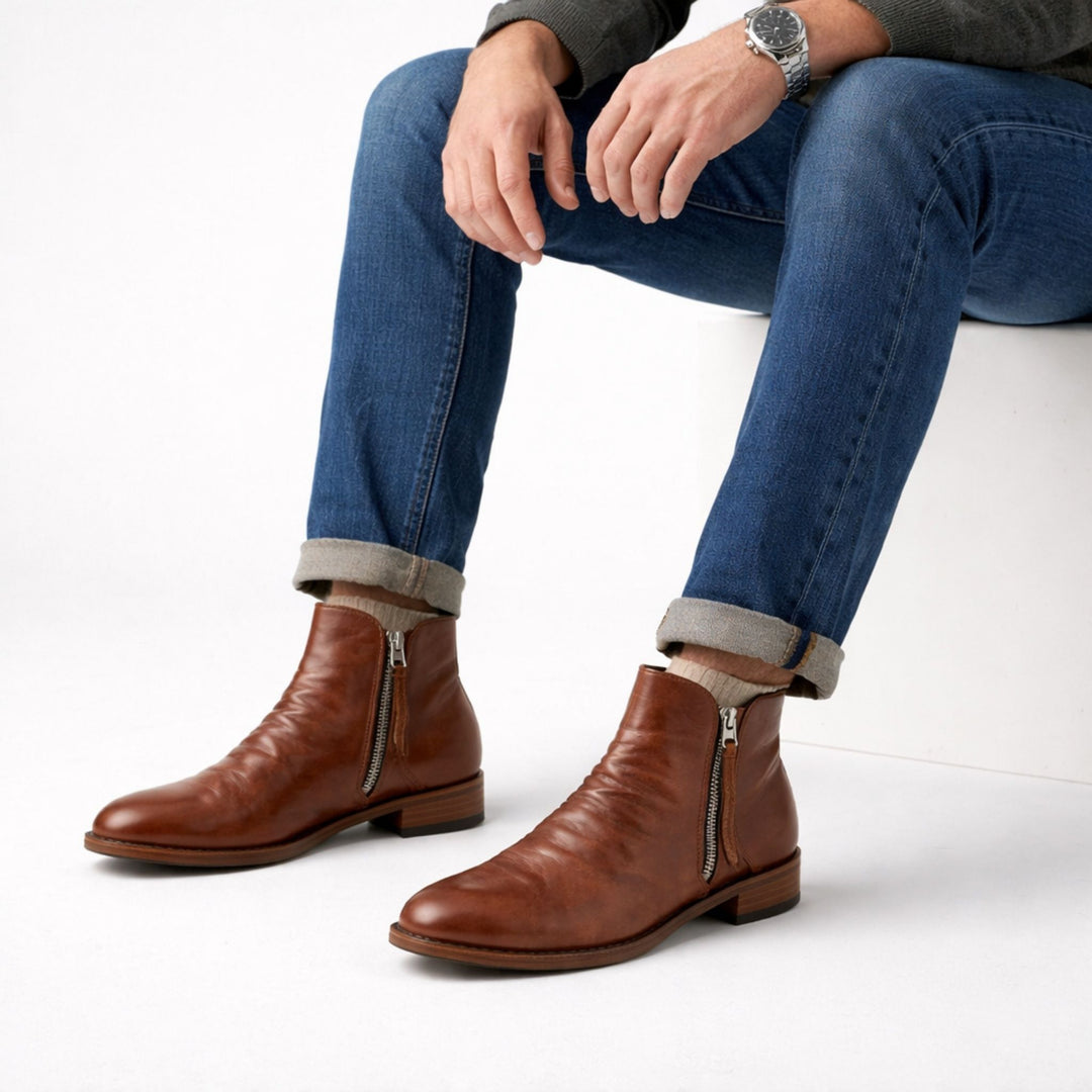 Bottes Décontractées pour Hommes en Cuir