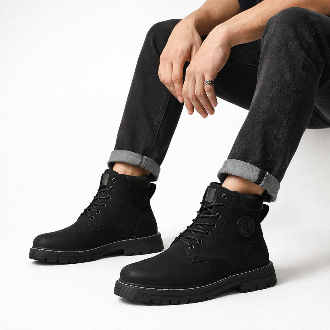Bottes Hautes pour Hommes en Cuir pour Activités Extérieures