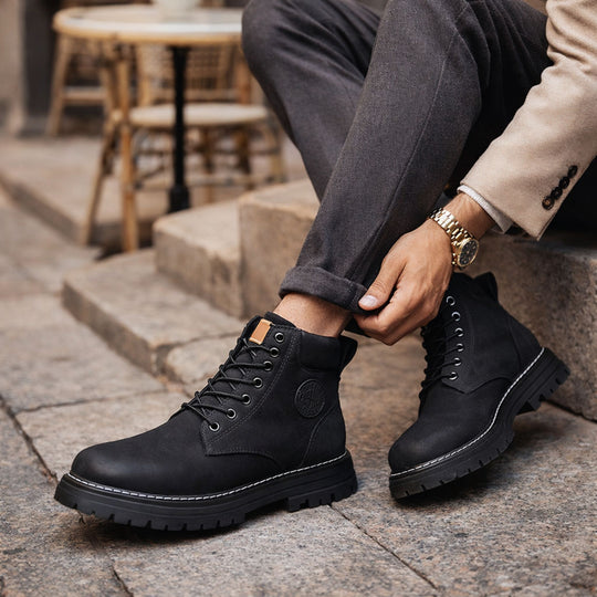 Bottes Hautes pour Hommes en Cuir pour Activités Extérieures