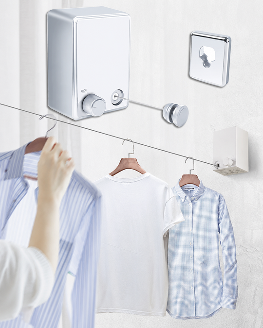 Corde à Linge Rétractable Intérieure et Extérieure Pratique et Moderne
