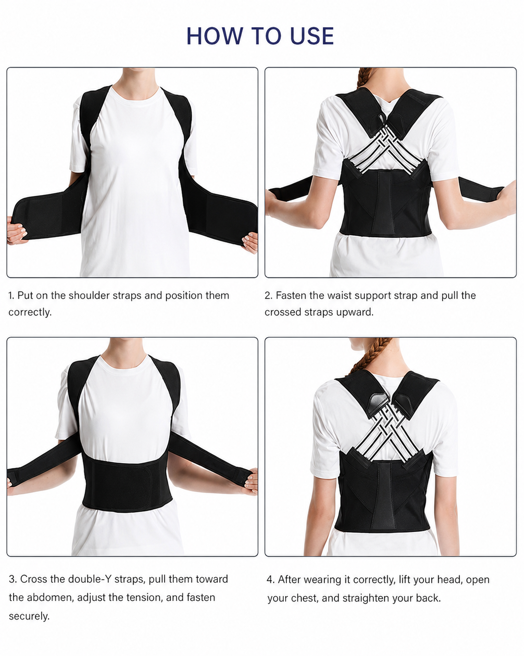 Correcteur de Posture Dos Réglable pour Hommes et Femmes, Redresseur de Dos Confortable