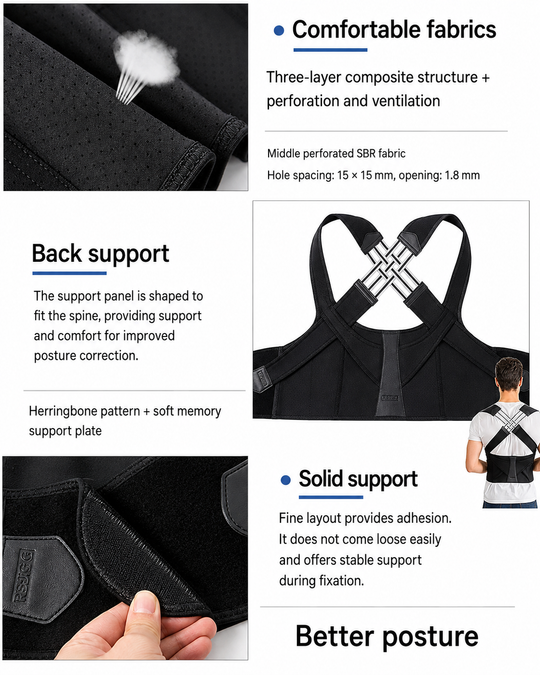 Correcteur de Posture Dos Réglable pour Hommes et Femmes, Redresseur de Dos Confortable