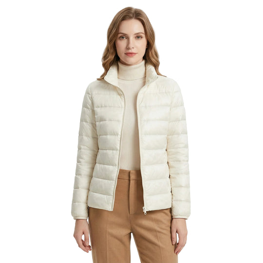 Veste courte en duvet pour femmes, légère et matelassée