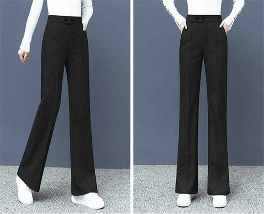 Pantalon droit en laine mélangée pour femme